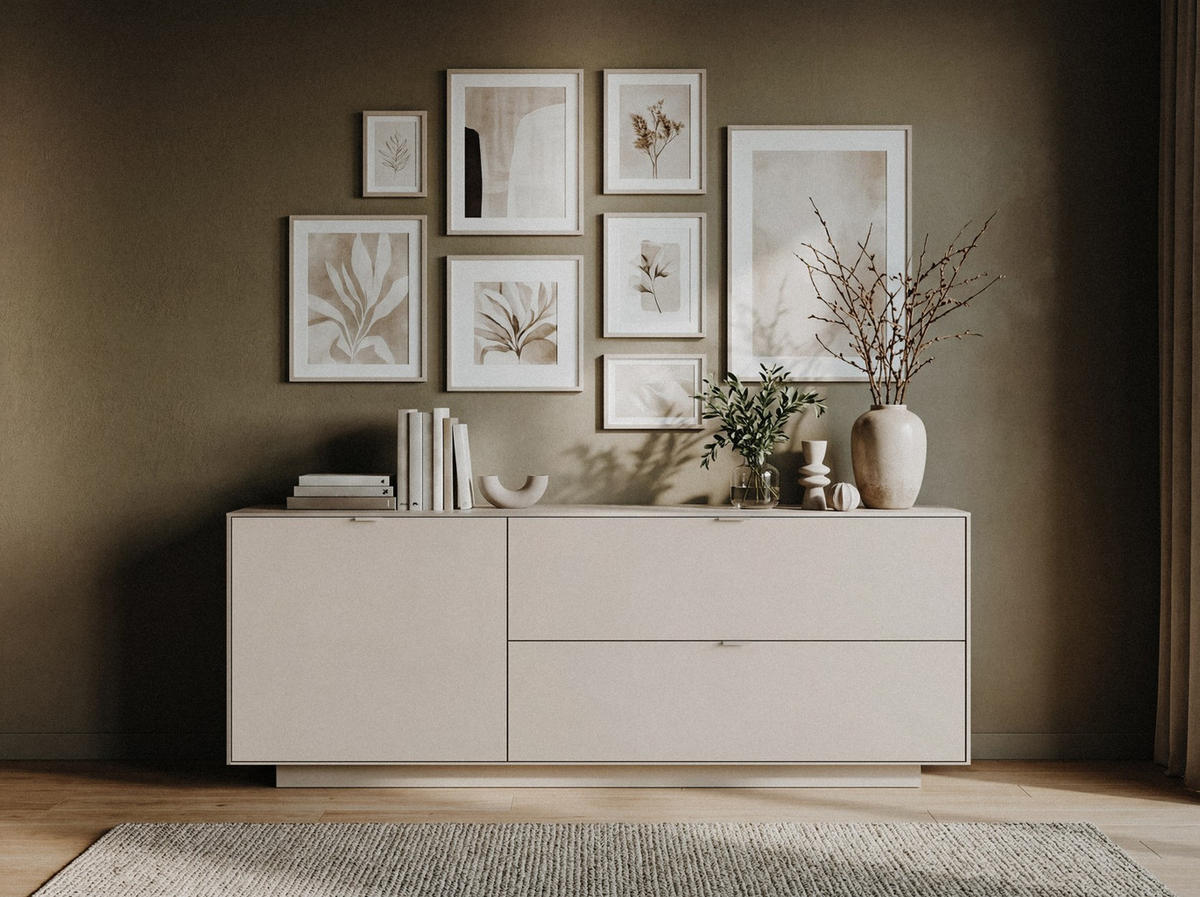 LOWBOARD - Sandfarben, Design, Holzwerkstoff/Kunststoff (160/62/37,5cm) - MID.YOU