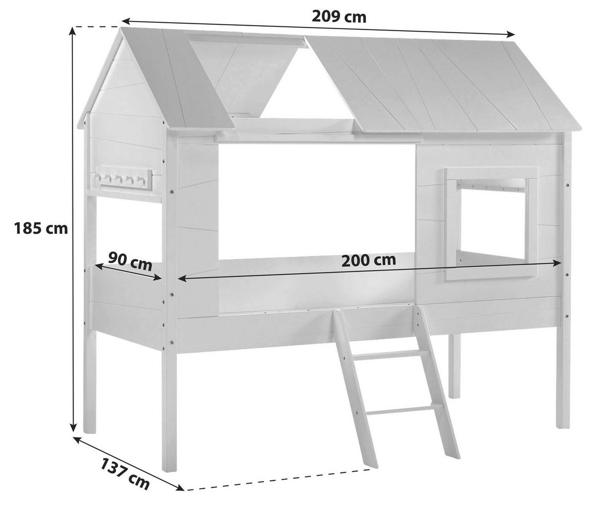 HAUSBETT 90/200 cm  - Weiß, KONVENTIONELL (90/200cm) - MID.YOU