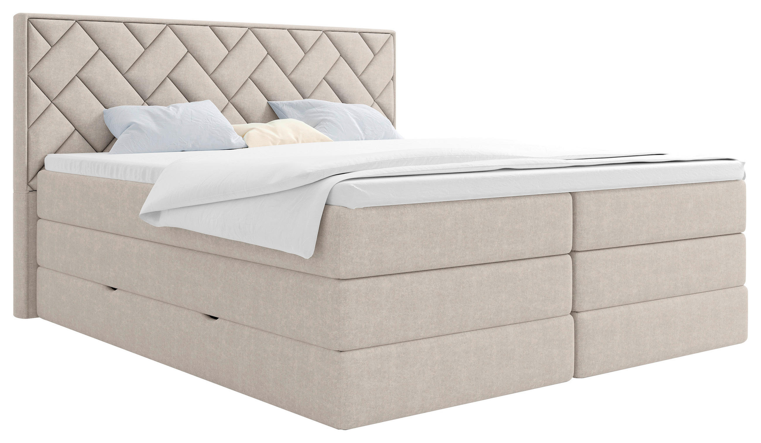 BOXSPRINGBETT 180/200 cm  in Beige  - Beige/Schwarz, MODERN, Holzwerkstoff/Kunststoff (180/200cm) - MID.YOU