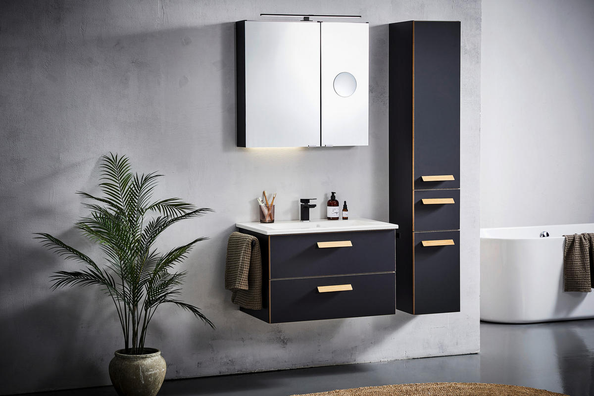 HOCHSCHRANK 30/168/33 cm  - Eichefarben/Schwarz, KONVENTIONELL, Glas/Holz (30/168/33cm) - Dieter Knoll