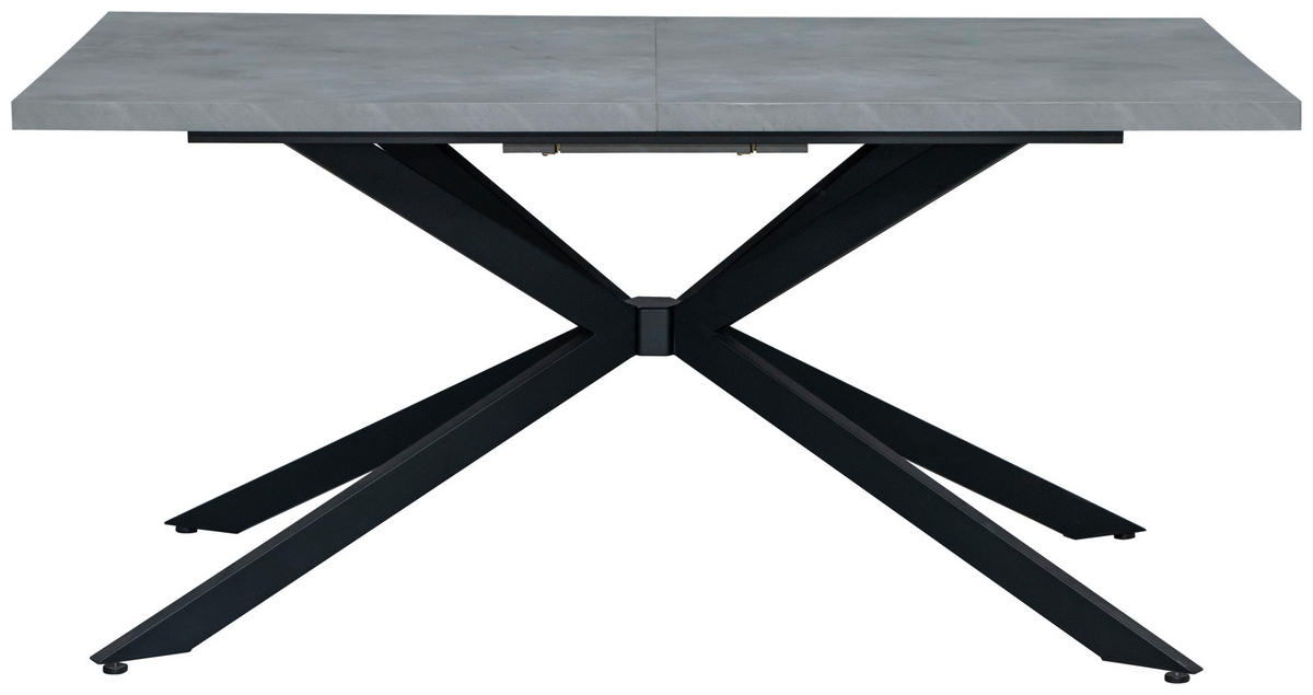 ESSTISCH Grau, Schwarz rechteckig  ausziehbar  - Schwarz/Grau, Design, Holzwerkstoff/Metall (160-200/100/76cm) - Carryhome
