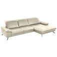 ECKSOFA Rivello in Echtleder Naturfarben  328/193 cm  - Schwarz/Naturfarben, Design, Leder/Metall (328/193cm) - Dieter Knoll