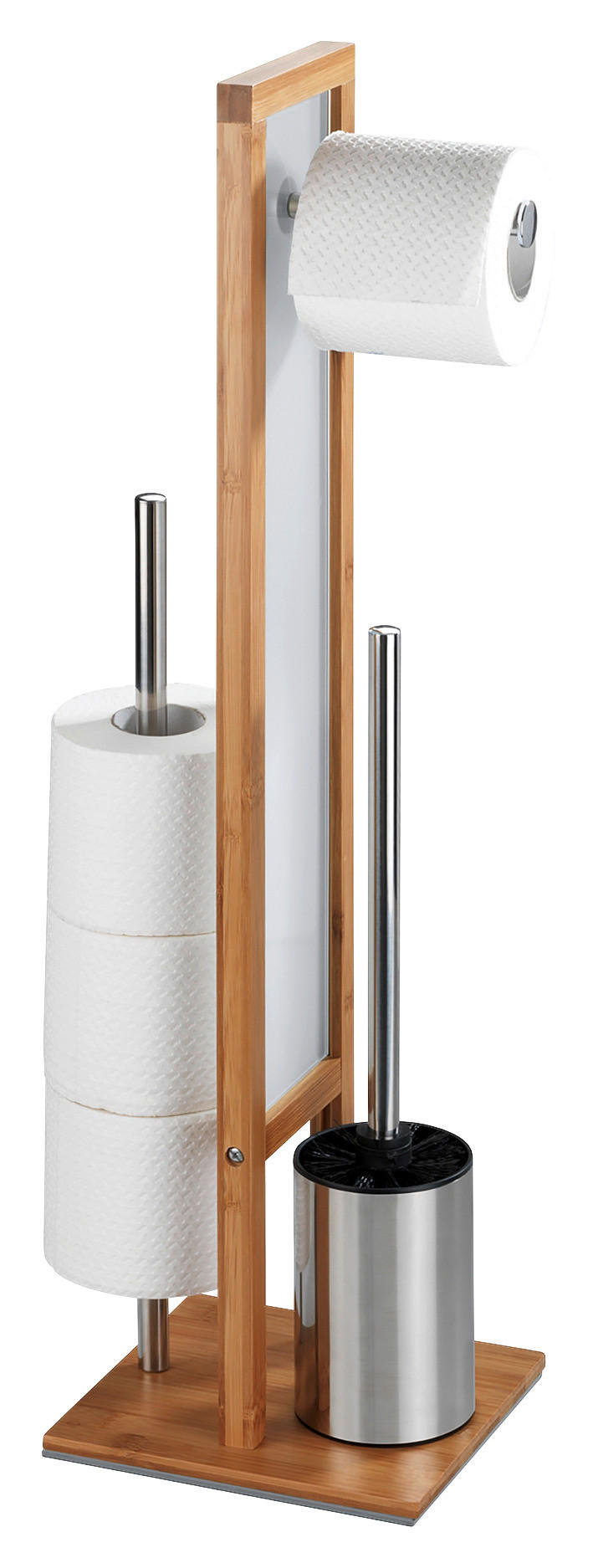 GARNITURĂ DE PERIE PENTRU WC in  plastic   - alb/culoare crom, Basics, plastic/sticlă (23/70/18cm) - Wenko