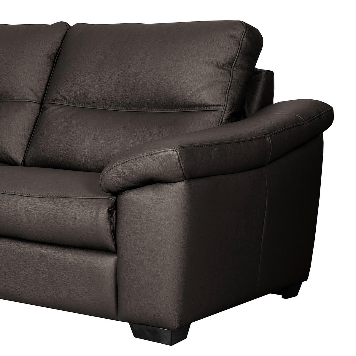 2,5-SITZER Echtleder Braun  - Schwarz/Braun, Design, Leder/Holz (214/97/97cm) - Livetastic