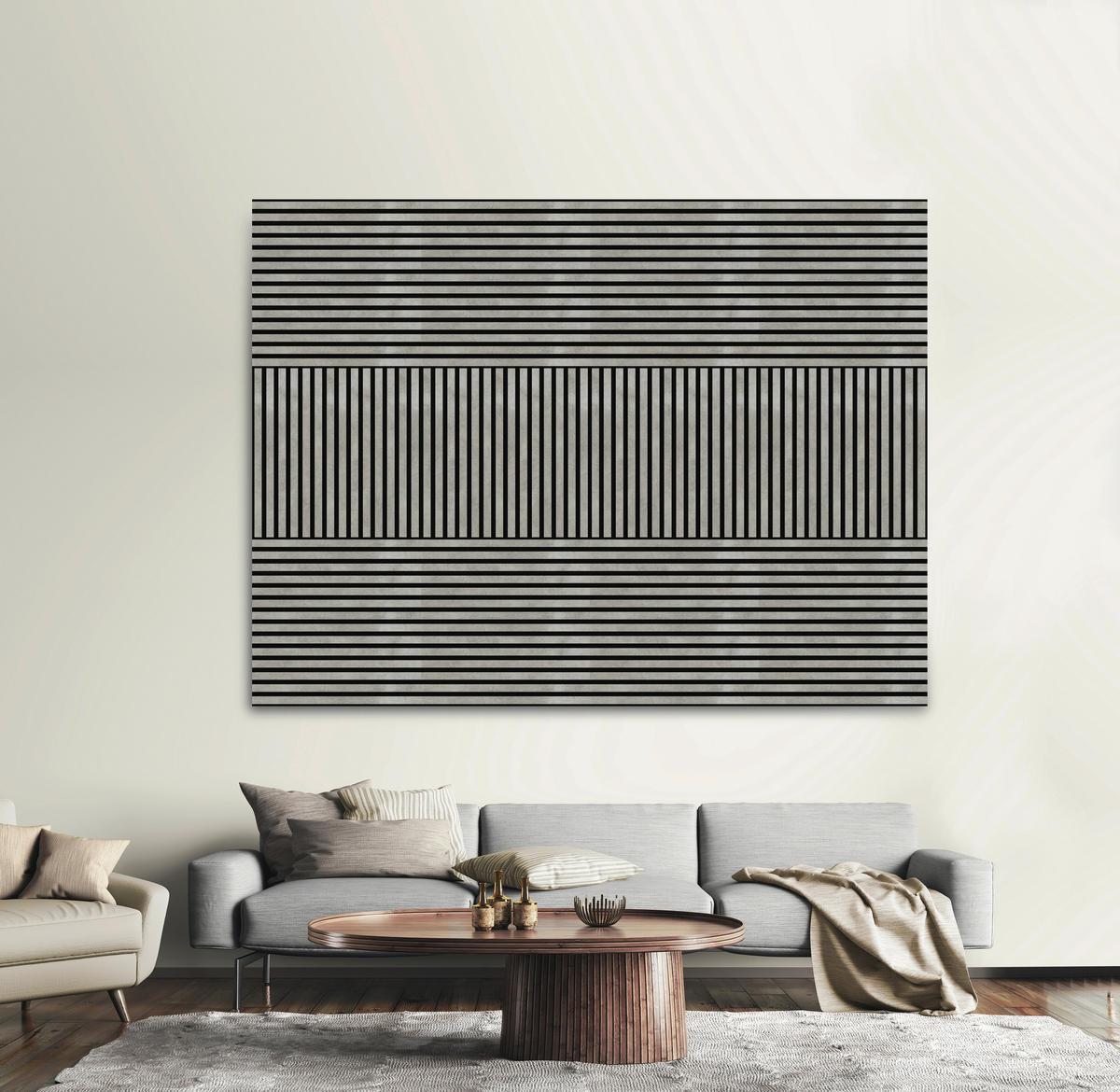 AKUSTIKPANEEL Beton foliert 57.25/1.9/56 cm  - Grau, KONVENTIONELL, Holzwerkstoff/Textil (57.25/1.9/56cm)