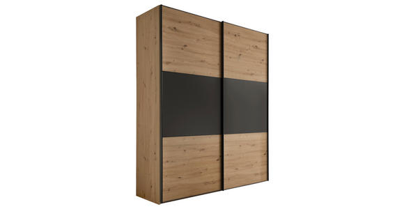 SCHWEBETÜRENSCHRANK 200/222/68 cm 2-türig  - Anthrazit/Schwarz, Holzwerkstoff/Metall (200/222/68cm) - Moderano