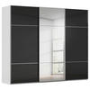 SCHWEBETÜRENSCHRANK in Grau, Schwarz  - Chromfarben/Schwarz, Konventionell, Glas/Holzwerkstoff (301/223/68cm) - Novel