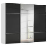 SCHWEBETÜRENSCHRANK 301/223/68 cm 3-türig Grau, Schwarz  - Chromfarben/Schwarz, KONVENTIONELL, Glas/Holzwerkstoff (301/223/68cm) - Novel