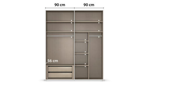 SCHWEBETÜRENSCHRANK 181/223/68 cm 2-türig Grau  - Grau, KONVENTIONELL, Holzwerkstoff/Metall (181/223/68cm) - Novel