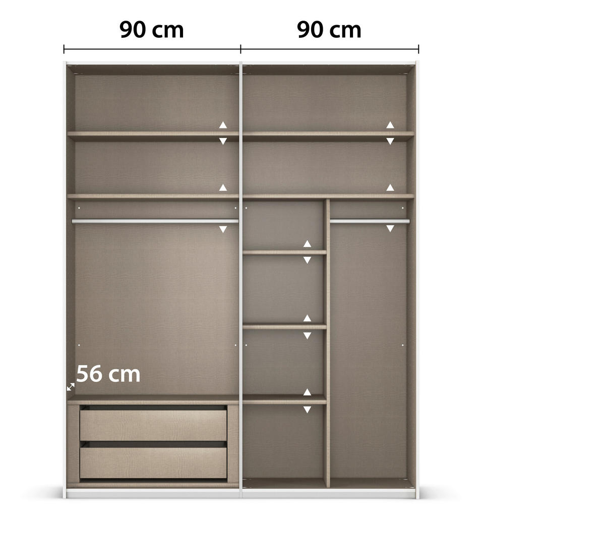 SCHWEBETÜRENSCHRANK in Champagner  - Champagner/Alufarben, Konventionell, Holzwerkstoff/Metall (181/223/68cm) - Novel