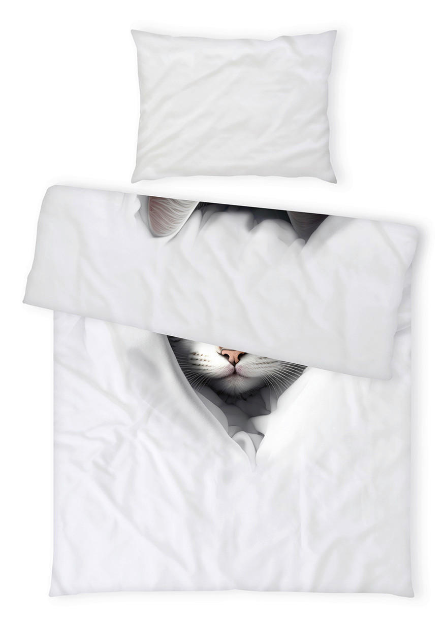 POSTELJINA ZA MLADE 140/200 cm CAT - bijela/siva, Konvencionalno, tekstil (140/200cm)