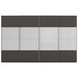 SCHWEBETÜRENSCHRANK  in Graphitfarben, Seidengrau  - Chromfarben/Seidengrau, KONVENTIONELL, Glas/Holzwerkstoff (361/223/68cm) - Novel
