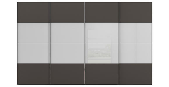 SCHWEBETÜRENSCHRANK  in Graphitfarben, Seidengrau  - Chromfarben/Seidengrau, KONVENTIONELL, Glas/Holzwerkstoff (361/223/68cm) - Novel