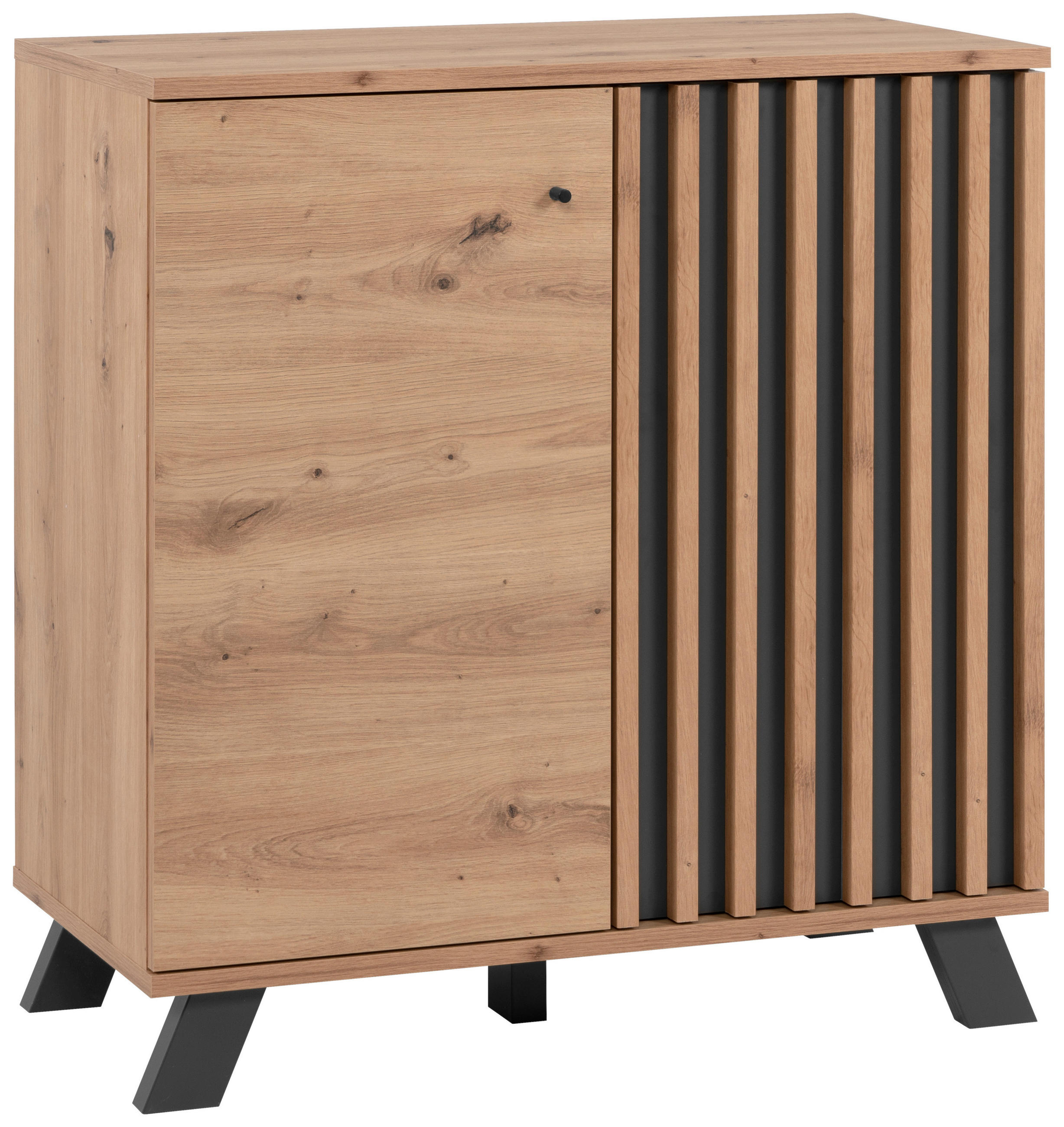 KOMODA, antracitová, dub artisan, 80/85/40 cm - černá/antracitová, Lifestyle, kov/kompozitní dřevo (80/85/40cm) - MID.YOU