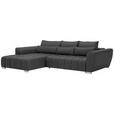 ECKSOFA in Webstoff Dunkelgrau  - Dunkelgrau/Silberfarben, MODERN, Kunststoff/Textil (218/304cm) - Carryhome