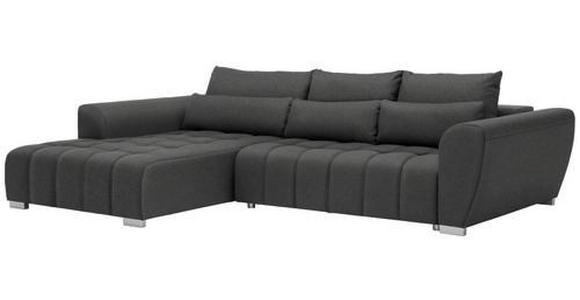 ECKSOFA in Webstoff Dunkelgrau  - Dunkelgrau/Silberfarben, MODERN, Kunststoff/Textil (218/304cm) - Carryhome