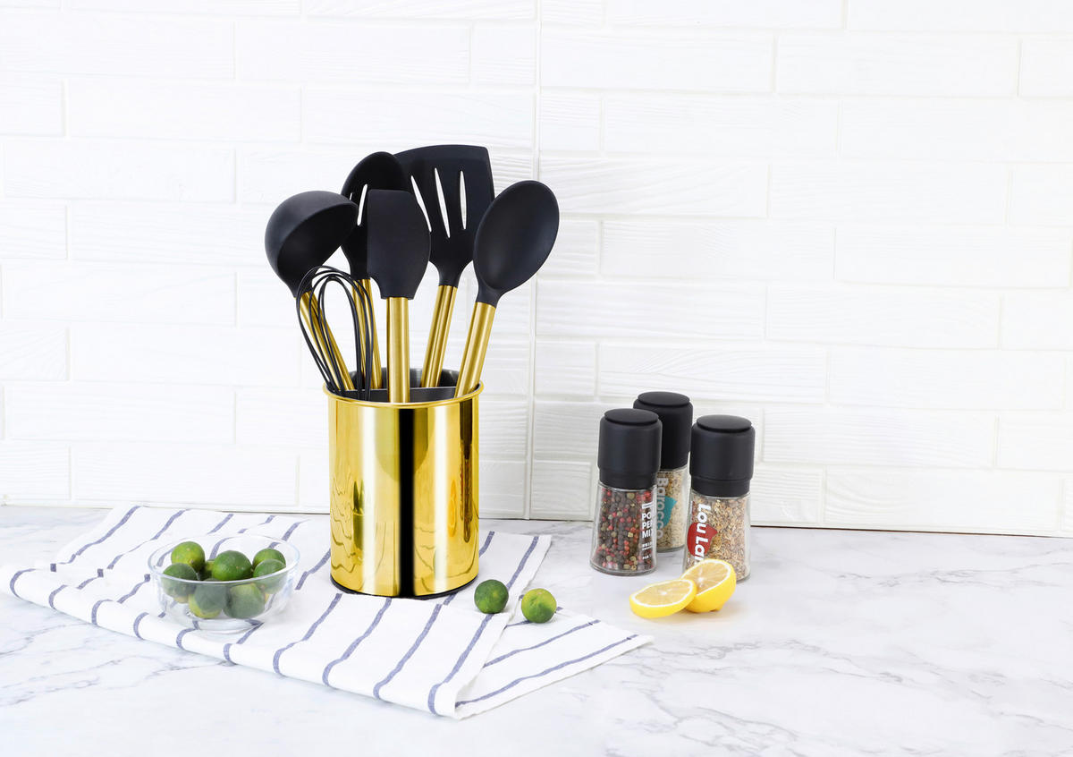 KÜCHENHELFERSET  - Goldfarben/Schwarz, Basics, Kunststoff/Metall (13cm) - Echtwerk