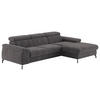 ECKSOFA in Cord Anthrazit  - Anthrazit/Schwarz, Design, Textil/Metall (244/166cm) - Livetastic