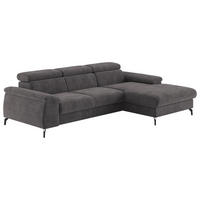 ECKSOFA in Cord Anthrazit  - Anthrazit/Schwarz, Design, Textil/Metall (244/166cm) - Livetastic