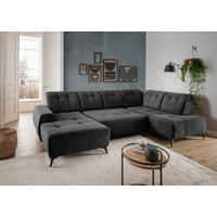 WOHNLANDSCHAFT SANO Anthrazit Chenille  - Anthrazit/Schwarz, MODERN, Textil/Metall (180/337/200cm) - Livetastic