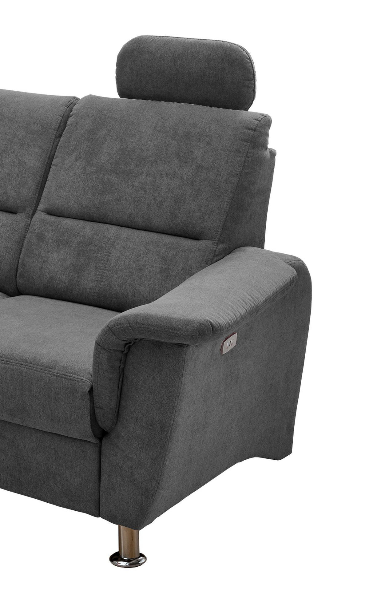 ECKSOFA in Mikrofaser Anthrazit  - Chromfarben/Anthrazit, Konventionell, Textil/Metall (231/45/55cm) - Livetastic