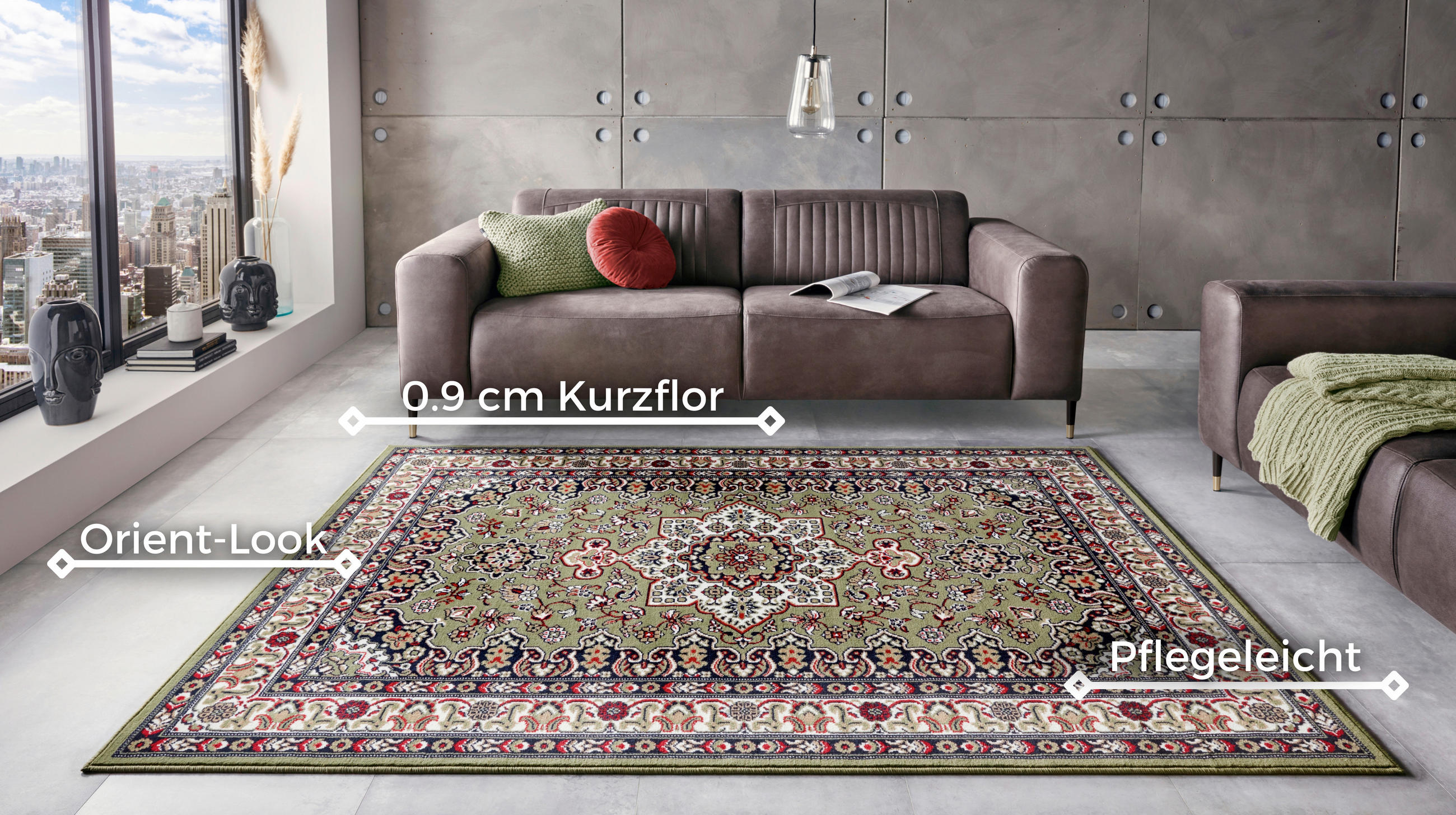 VINTAGE-TEPPICH 80/150 cm Mirkan Multicolor, Olivgrün  - Multicolor/Olivgrün, Basics, Kunststoff/Textil (80/150cm)