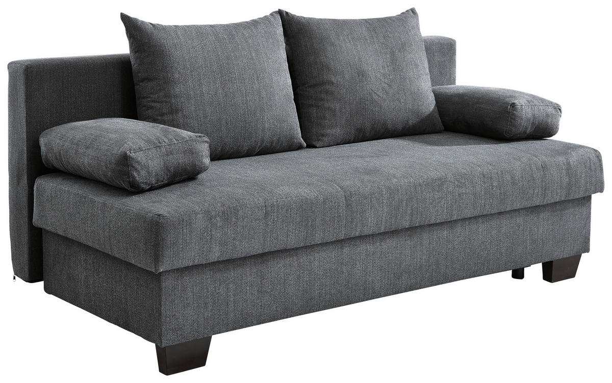 SCHLAFSOFA  mit Stoffauswahl, Schlafen auf Sitzhöhe, Rücken echt Flachgewebe Dunkelgrau  - Dunkelgrau, KONVENTIONELL, Holz/Textil (200/88/102cm) - Xora