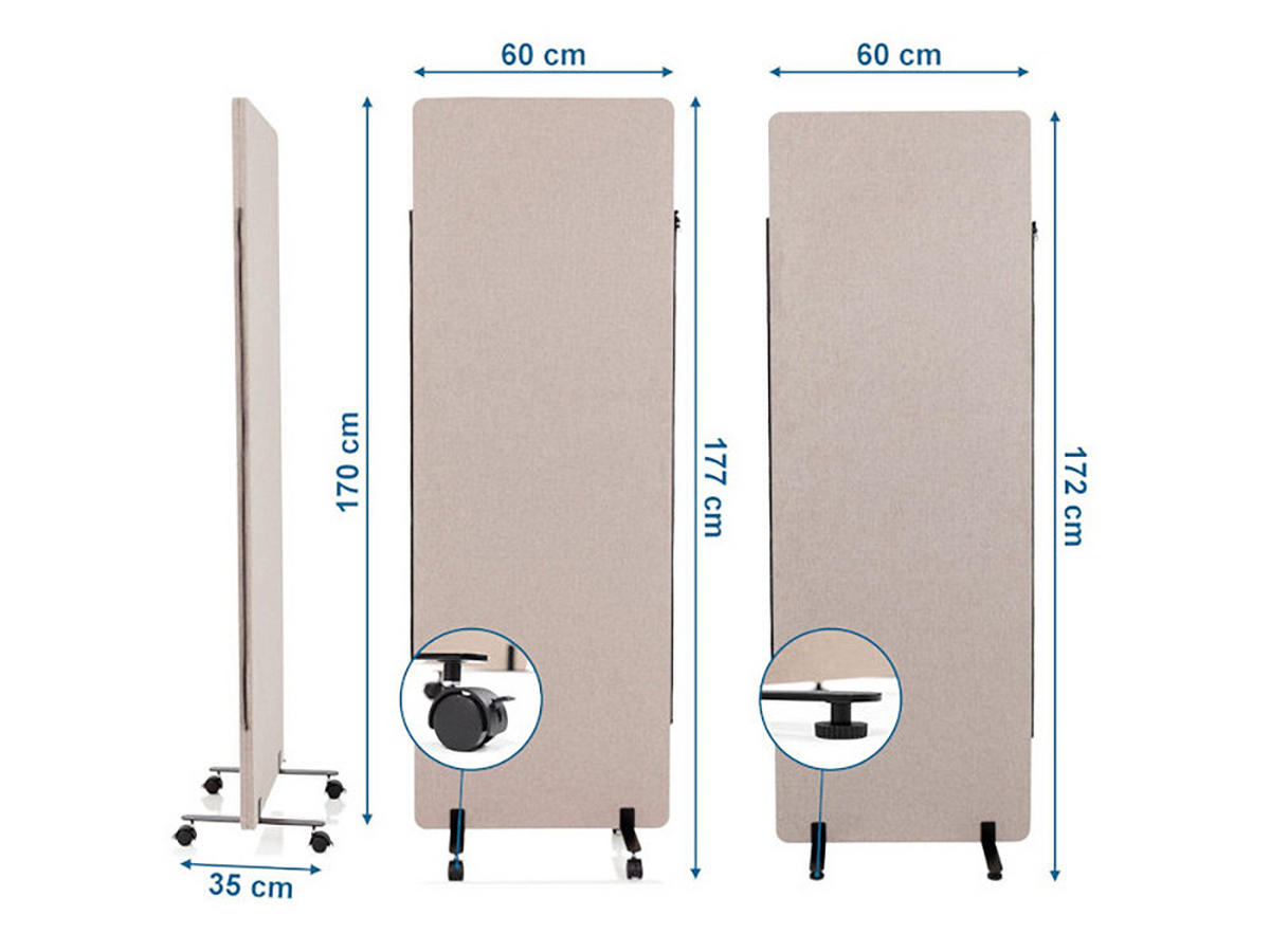MELLANVÄGG  i metall, plast, textil  taupe  - taupe, Basics, metall/textil (60/177/3cm) - MID.YOU