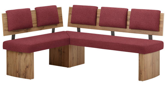 ECKBANK 125/165 cm in Rot, Eichefarben - Eichefarben/Rot, KONVENTIONELL, Holzwerkstoff/Textil (125/165cm) - Cantus