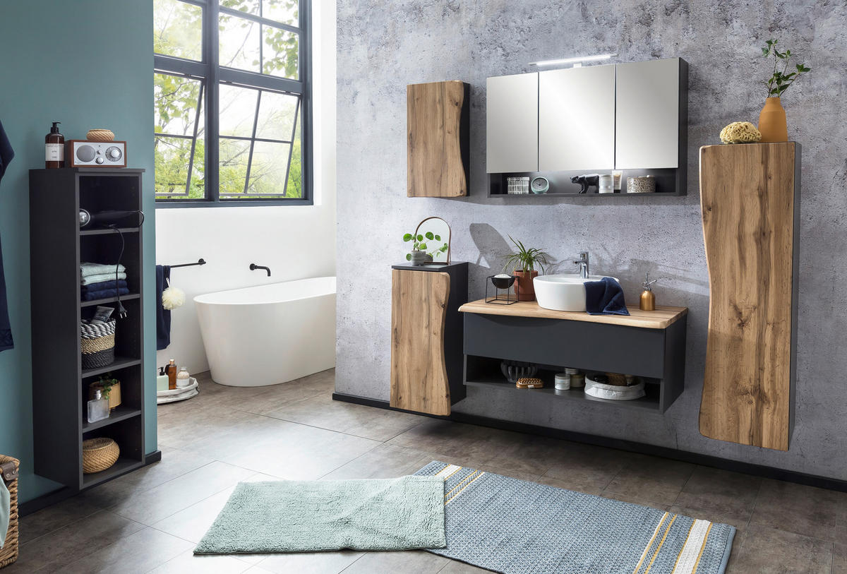 MIDISCHRANK 30/130/35 cm  - Eiche Wotan/Silberfarben, Natur, Holzwerkstoff/Kunststoff (30/130/35cm) - Xora