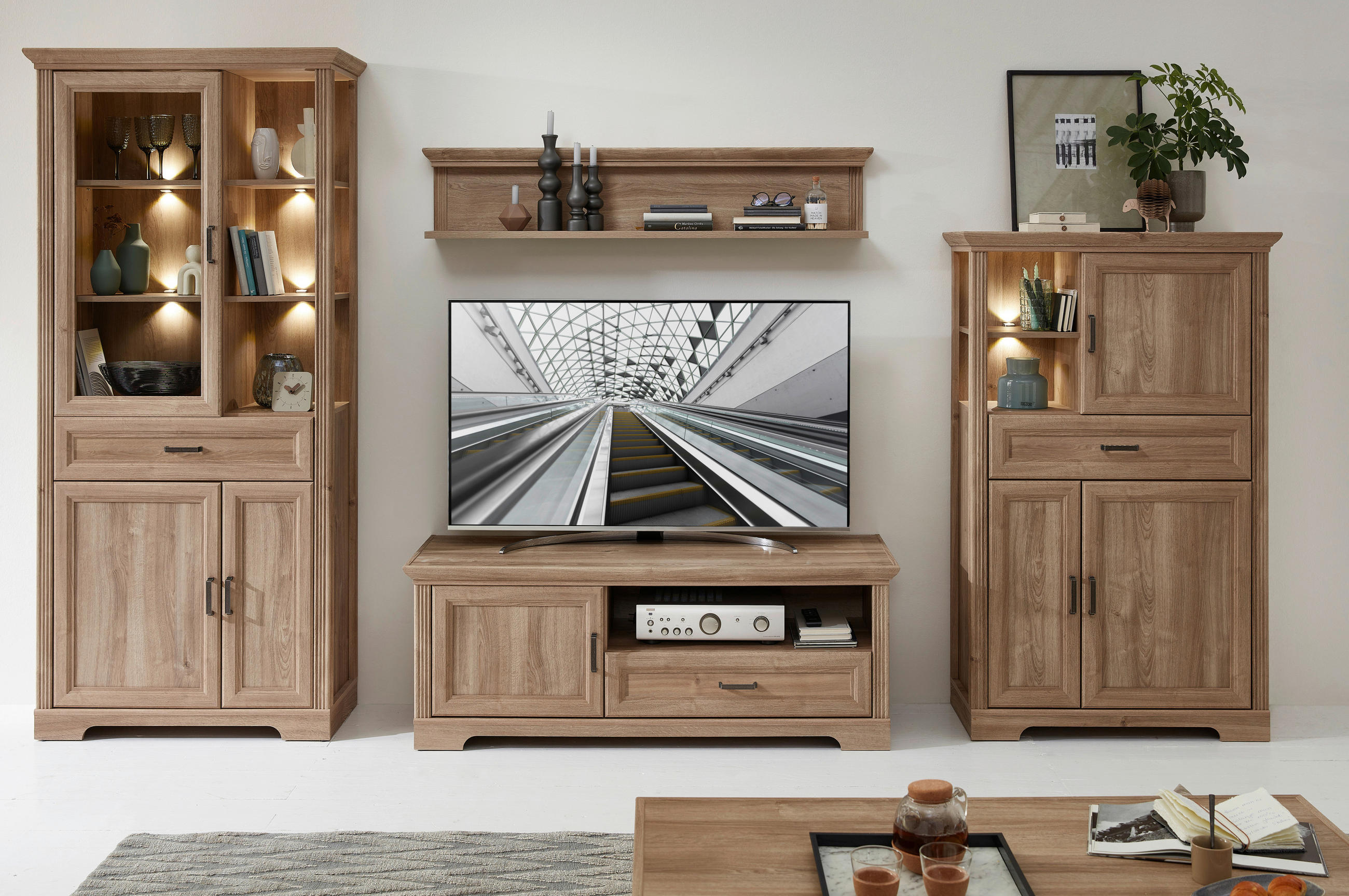 VITRINE in Eichefarben  - Eichefarben, Design, Holzwerkstoff/Metall (93/204/42cm) - MID.YOU
