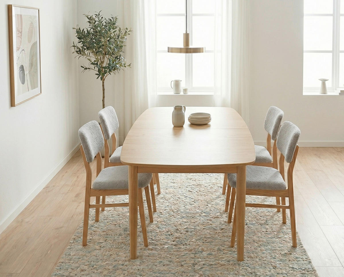 ESSTISCH 180-220/90/76 cm Echtholz  Holz ausziehbar rechteckig Eichefarben  - Eichefarben, KONVENTIONELL, Holz (180-220/90/76cm) - MID.YOU