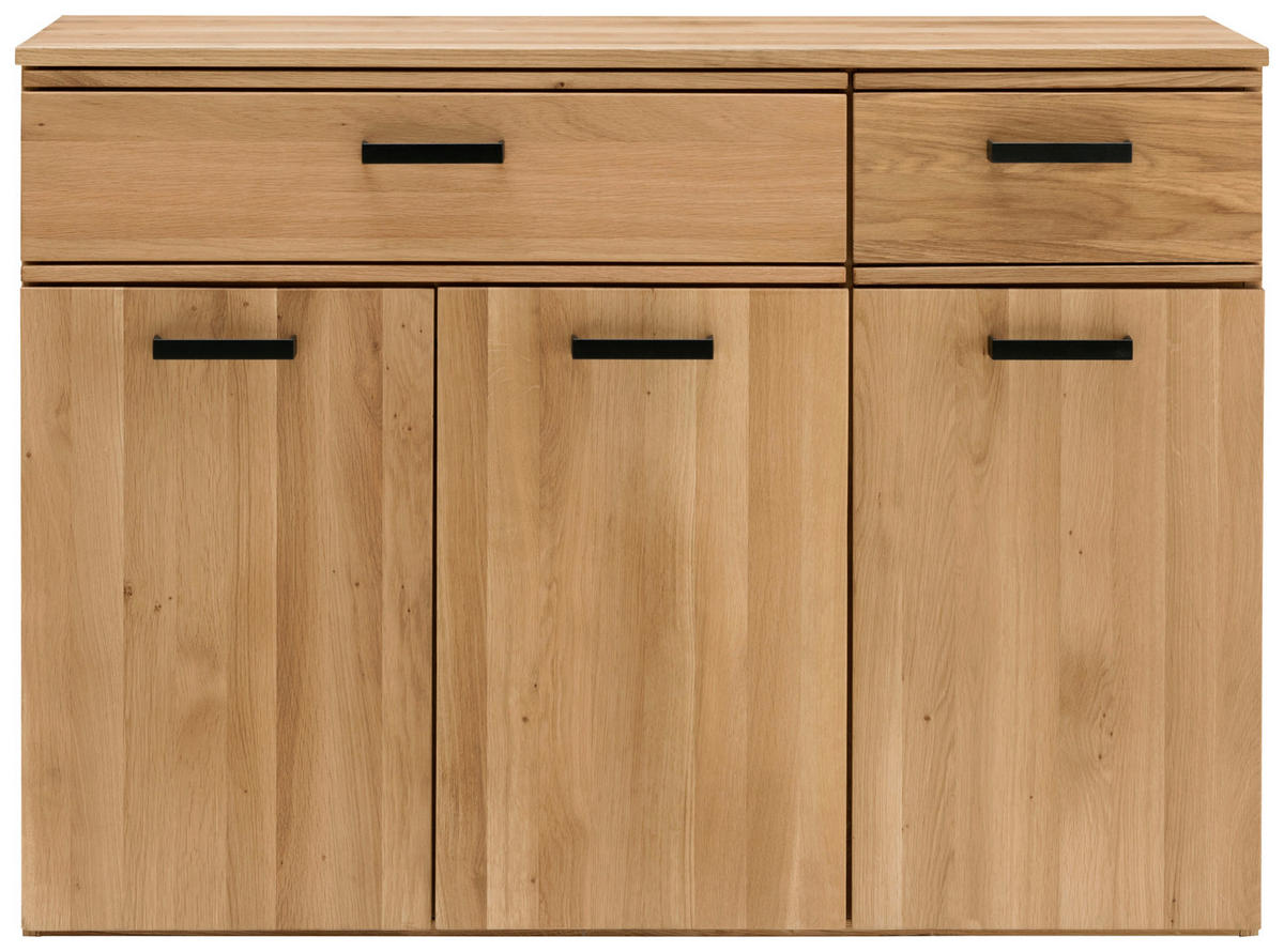 SIDEBOARD  in 120/89/39 cm  - Eichefarben/Schwarz, MODERN, Holz/Metall (120/89/39cm)