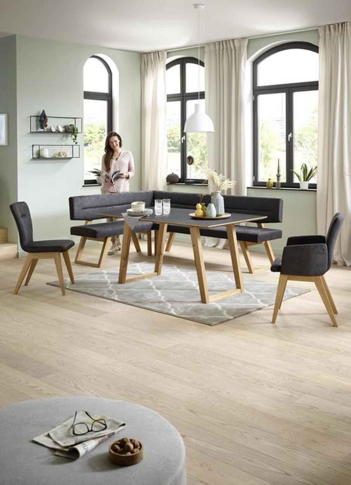 ESSTISCH in Holz, Kunststoff 240/100/76 cm  - Eichefarben/Grau, KONVENTIONELL, Holz/Kunststoff (240/100/76cm) - Dieter Knoll