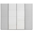 SCHWEBETÜRENSCHRANK 271/235/68 cm 4-türig Grau, Weiß  - Chromfarben/Weiß, KONVENTIONELL, Glas/Holzwerkstoff (271/235/68cm) - Novel
