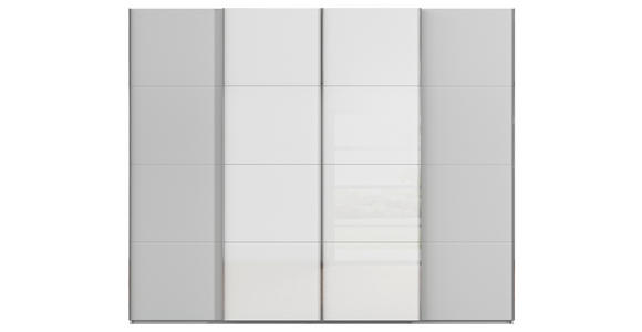 SCHWEBETÜRENSCHRANK 271/235/68 cm 4-türig Grau, Weiß  - Chromfarben/Weiß, KONVENTIONELL, Glas/Holzwerkstoff (271/235/68cm) - Novel