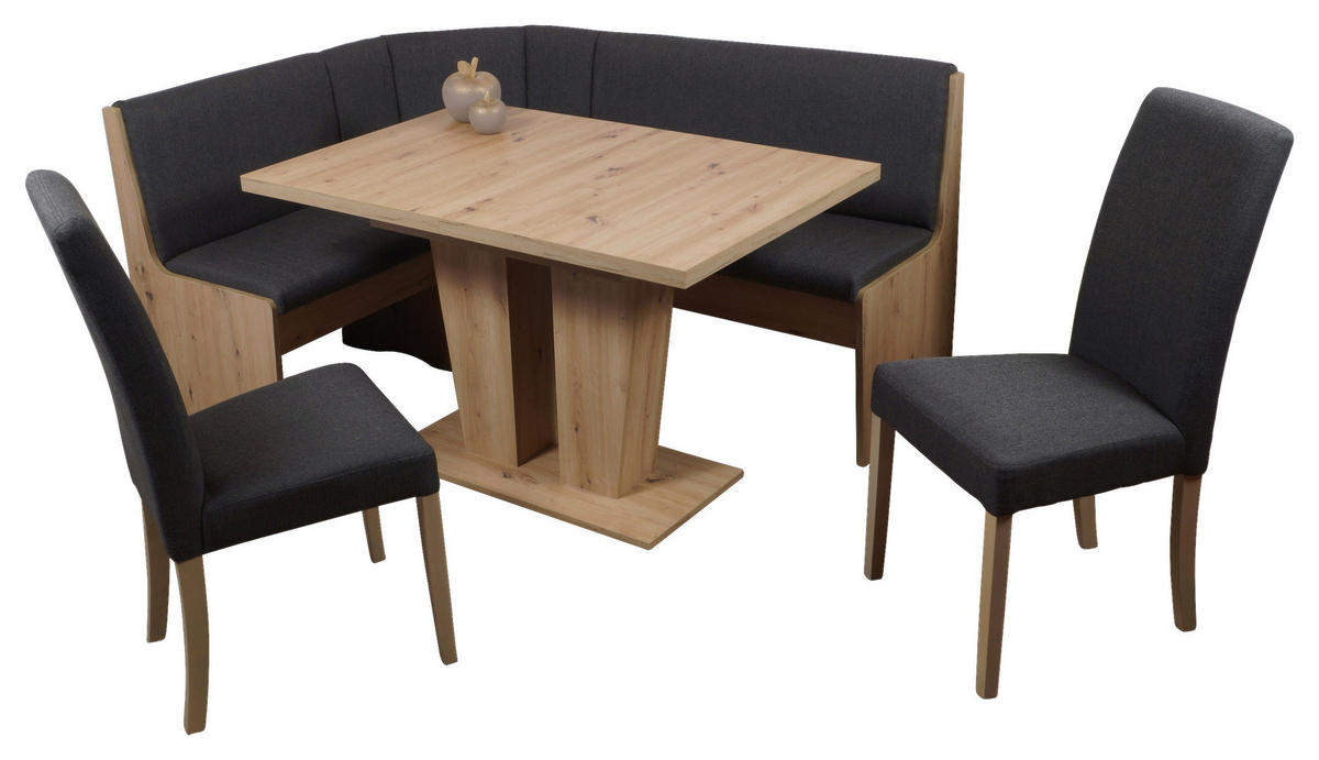ECKBANKGRUPPE in Textil, Holzwerkstoff Dunkelgrau, Eiche Artisan  - Dunkelgrau/Eiche Artisan, KONVENTIONELL, Holz/Holzwerkstoff (125/165cm)