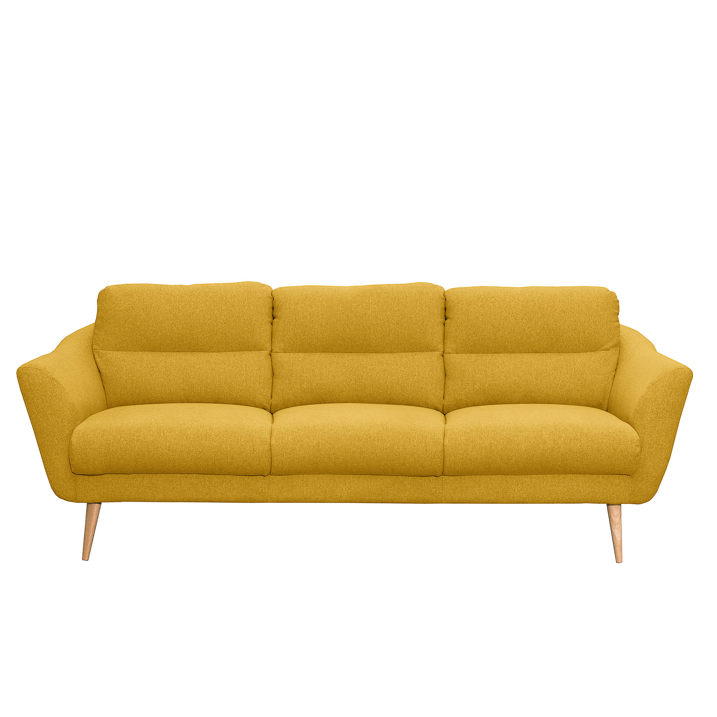 3-SITZER-SOFA in Webstoff Gelb  - Gelb/Buchefarben, Design, Holz/Textil (209/87/88cm) - Livetastic