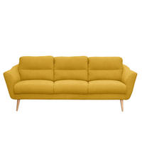 3-SITZER-SOFA in Webstoff Gelb  - Gelb/Buchefarben, Design, Holz/Textil (209/87/88cm) - Livetastic