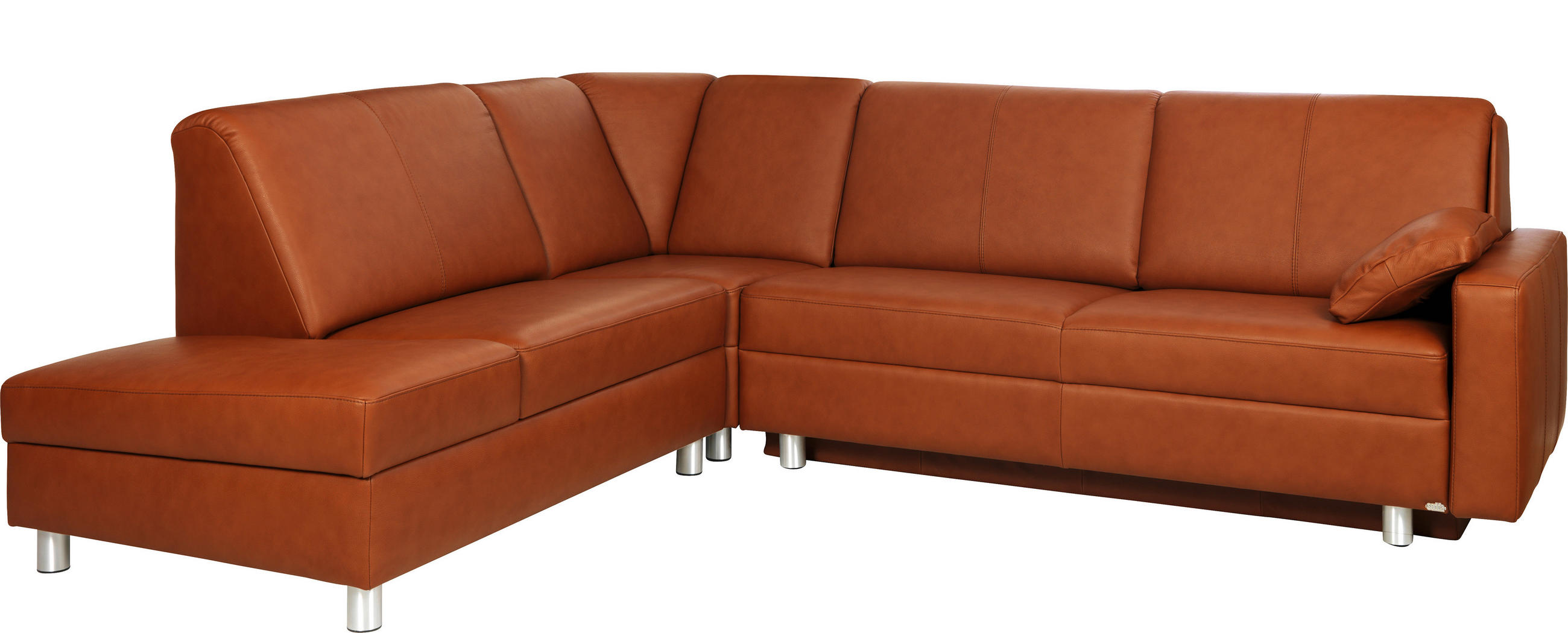 ECKSOFA in Echtleder Honig  217/268 cm  - Alufarben/Honig, KONVENTIONELL, Leder/Metall (217/268cm) - Sedda
