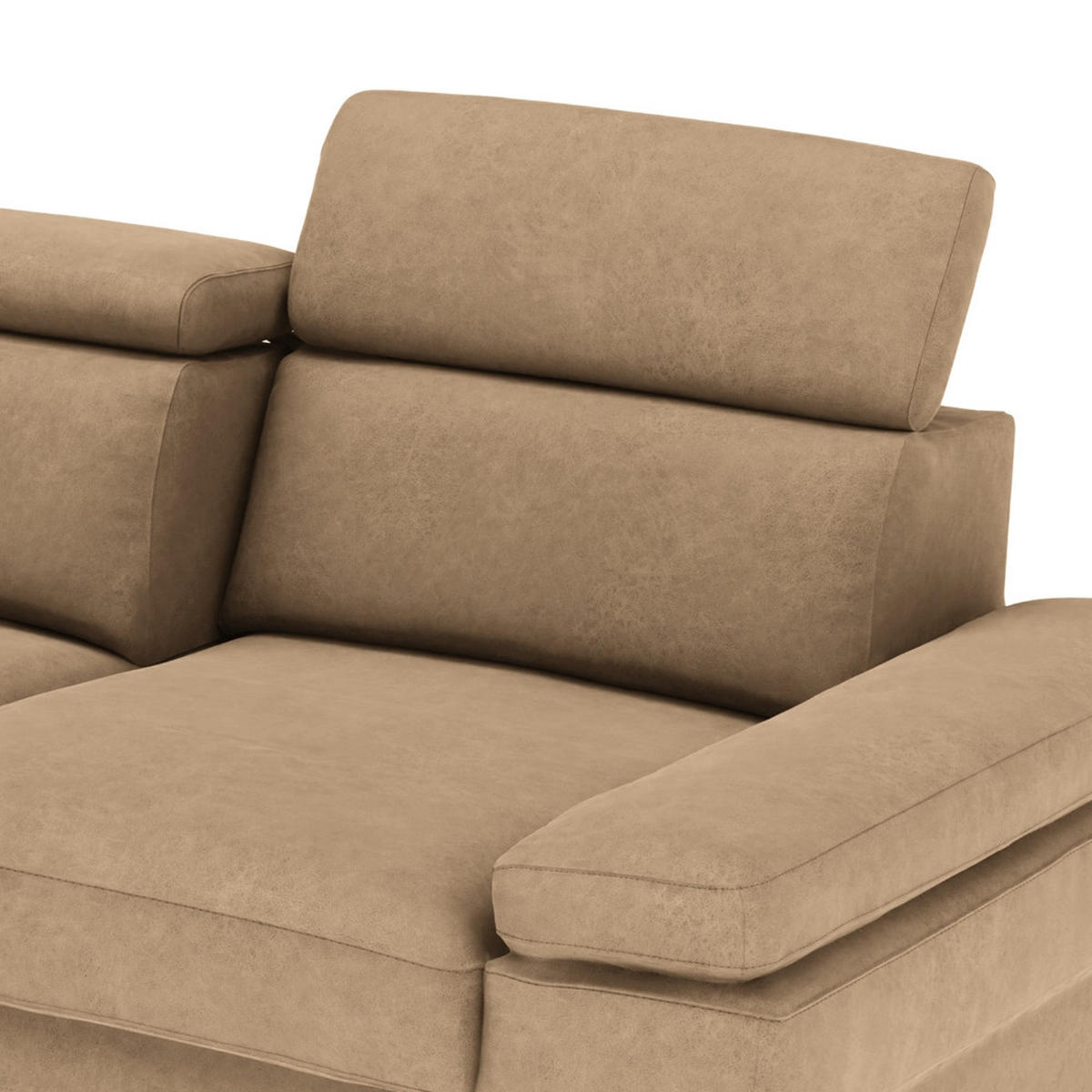 ECKSOFA in Mikrofaser Sandfarben  - Sandfarben/Silberfarben, Konventionell, Textil/Metall (260/82/182cm) - Trendmanufaktur