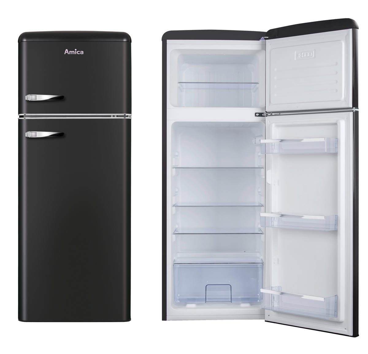 KÜHL-GEFRIER-KOMBINATION KGC15637MS  - Schwarz, Basics, Metall (55/144/61,5cm) - Amica