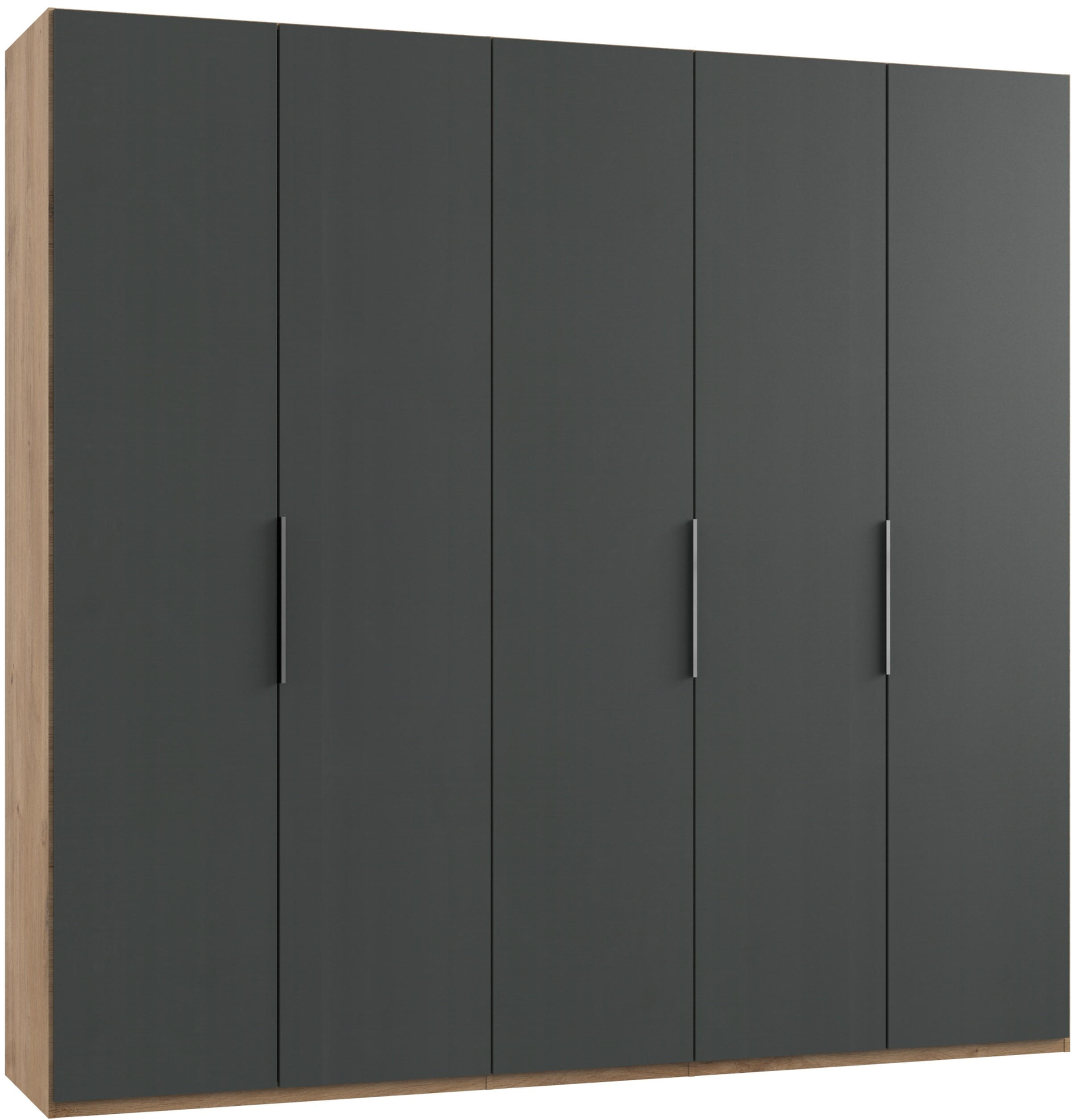 DREHTÜRENSCHRANK 250/236/58 cm 5-türig Graphitfarben, Eichefarben  - Chromfarben/Eichefarben, MODERN, Holzwerkstoff (250/236/58cm) - MID.YOU