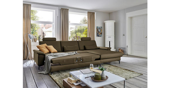 ECKSOFA in Echtleder Grün 334/176 cm - Schwarz/Grün, Design, Leder/Metall (334/176cm) - Dieter Knoll