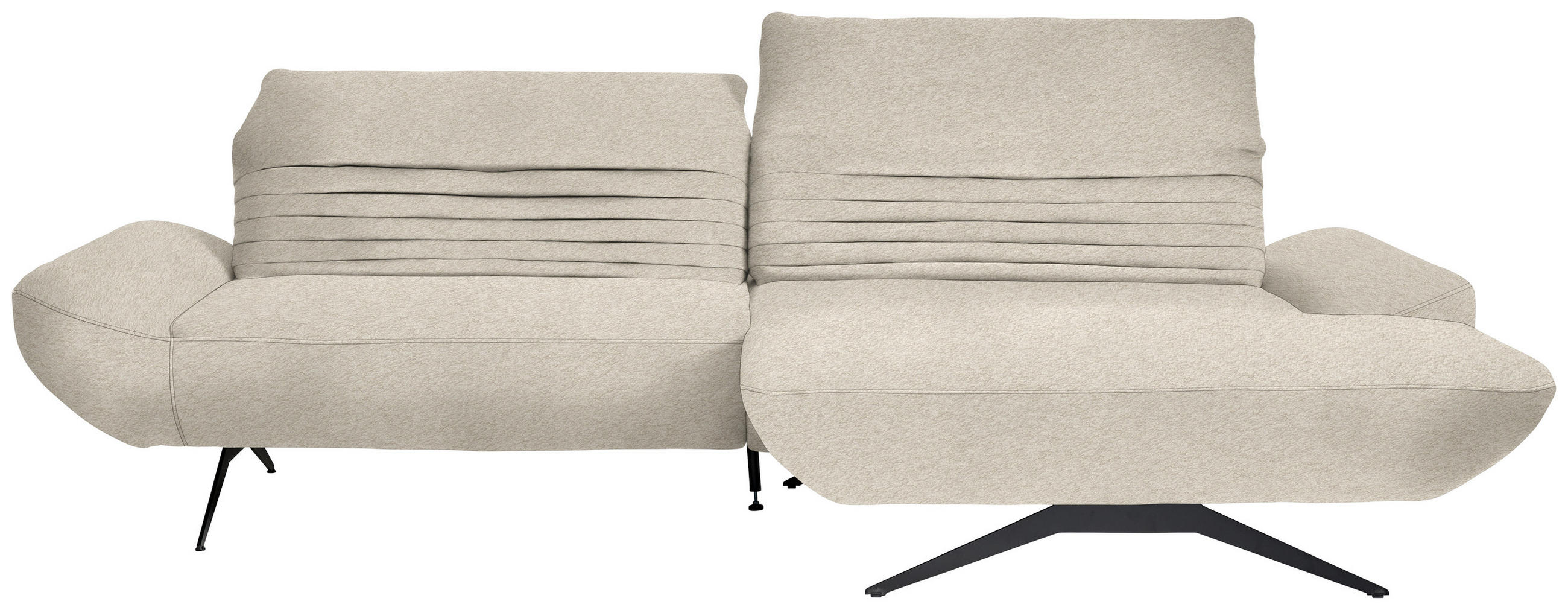 ECKSOFA  in Teddystoff Beige  280/170-195 cm  - Beige/Schwarz, Design, Textil/Metall (280/170-195cm) - Dieter Knoll