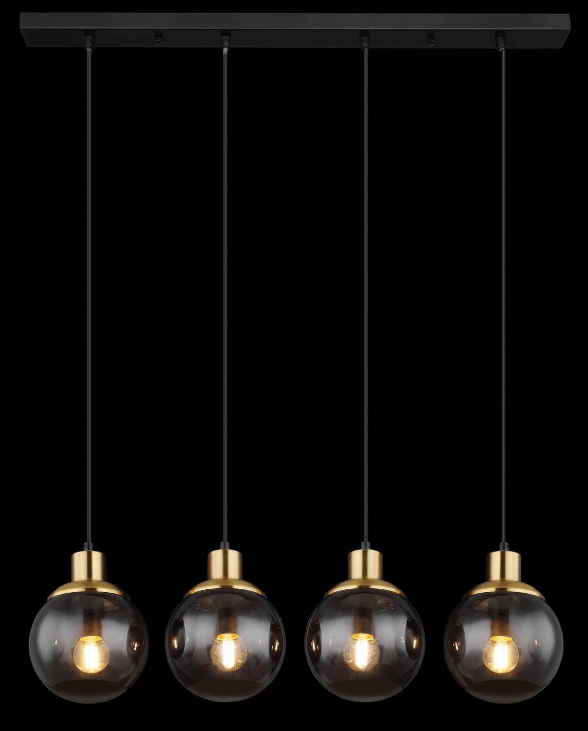HÄNGELEUCHTE 75/15/110 cm    - Messingfarben/Schwarz, Design, Glas/Kunststoff (75/15/110cm) - Globo