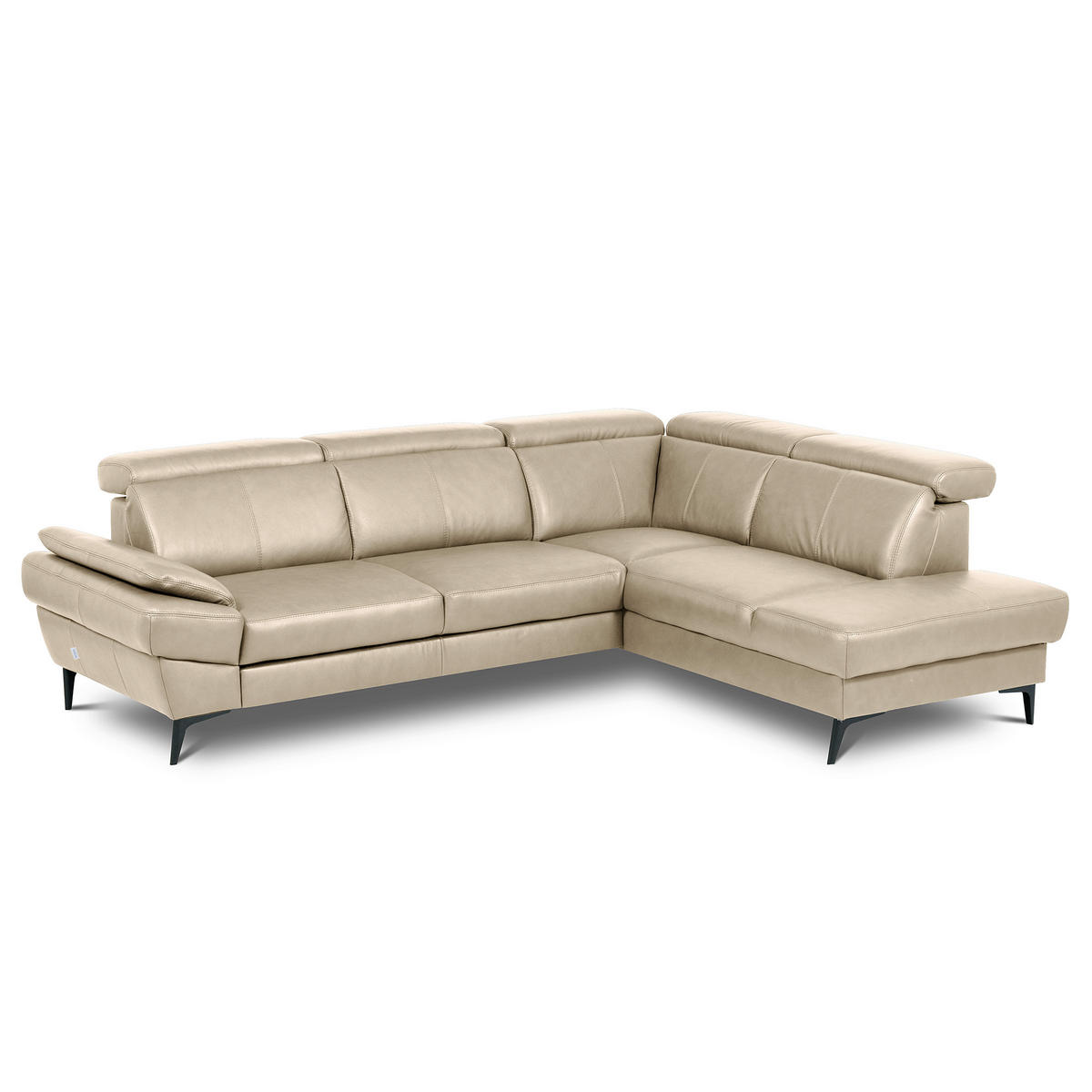 ECKSOFA  in Lederlook Echtleder Grau  - Schwarz/Grau, Design, Leder/Textil (264/211cm) - Livetastic