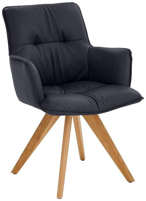 ARMLEHNSTUHL  in Echtleder pigmentiert  - Eichefarben/Dunkelblau, Design, Leder/Holz (59/89/63cm) - Dieter Knoll