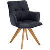 ARMLEHNSTUHL  in Echtleder pigmentiert  - Eichefarben/Dunkelblau, Design, Leder/Holz (59/89/63cm) - Dieter Knoll
