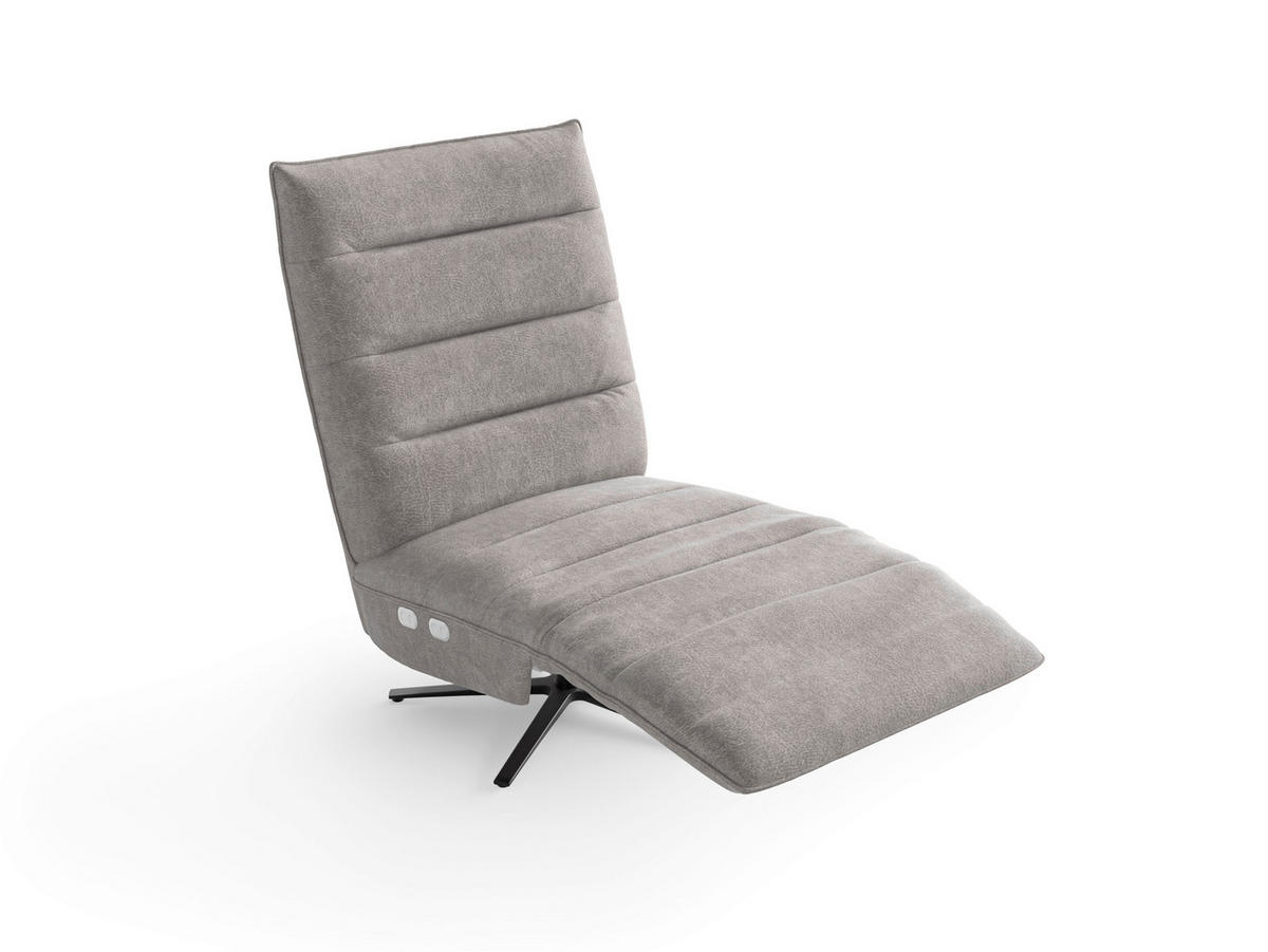 RELAXSESSEL EVE E Mikrofaser Kopfteilverstellung, Rücken echt    - Schwarz/Grau, Basics, Textil/Metall (80/109/98cm) - Sit & More